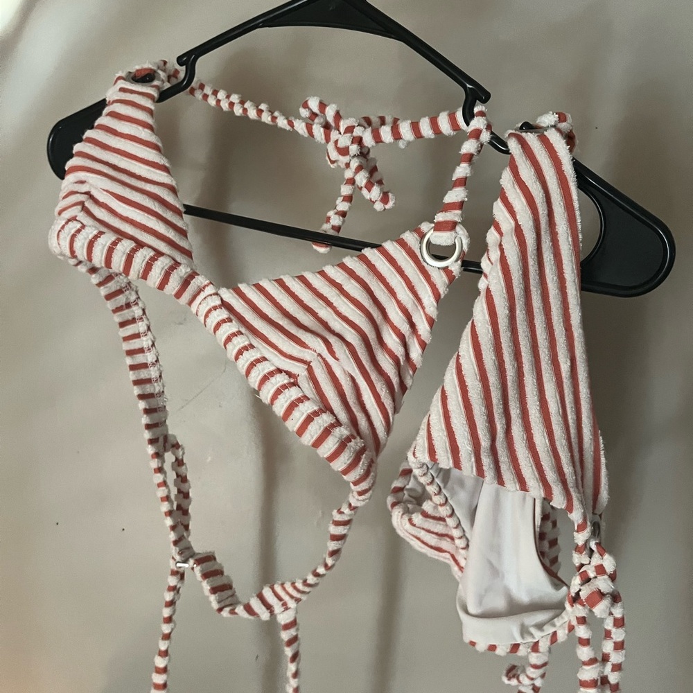 Mara Hoffman Coral White Striped 3 piece